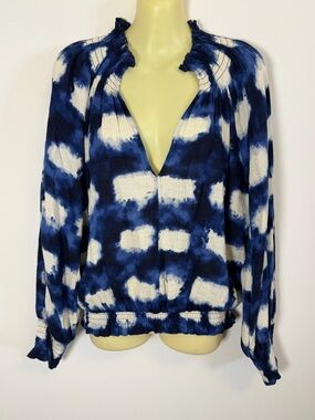 Porridge Tie Dye Blue and White Peasant Blouse